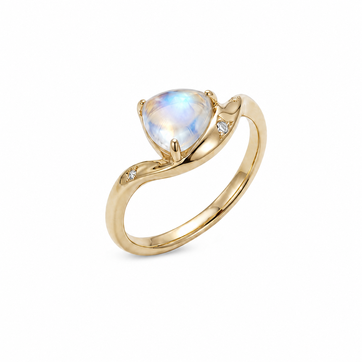 Rainbow Moon Stone Ring - PurpleMayJewellery