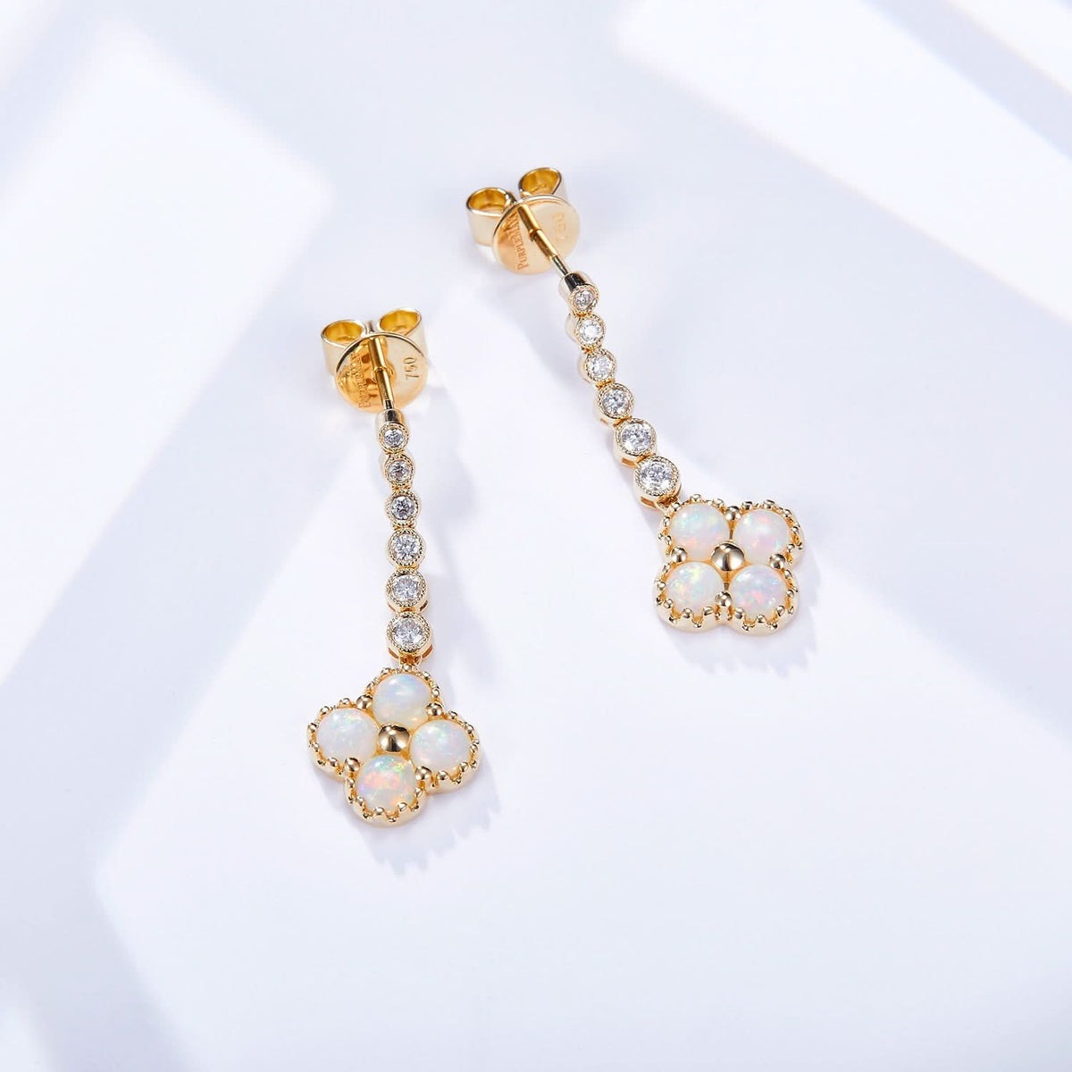 Chloe II – 18K Opal Diamond Earrings - PurpleMayJewellery