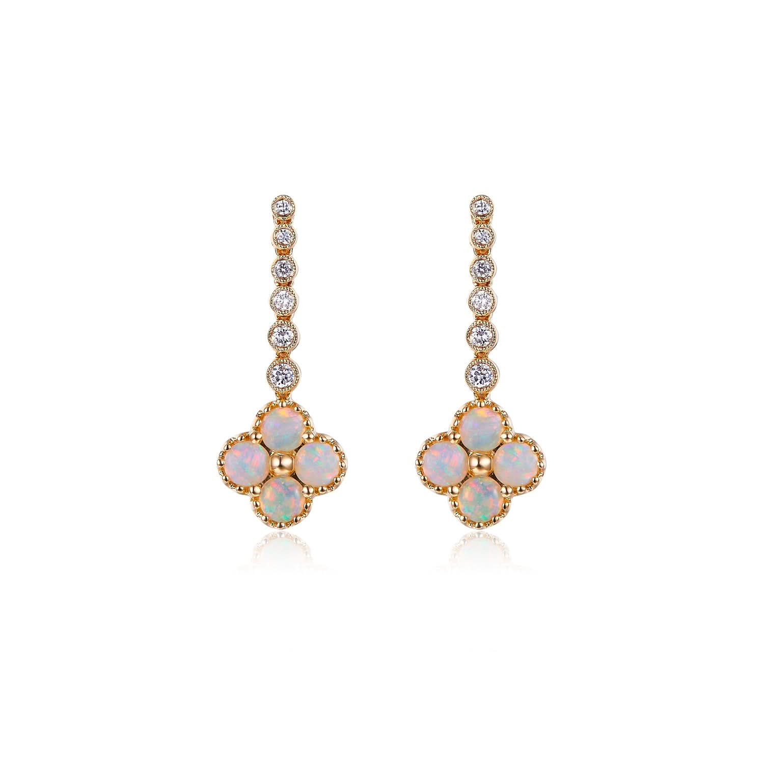 Chloe II – 18K Opal Diamond Earrings - PurpleMayJewellery