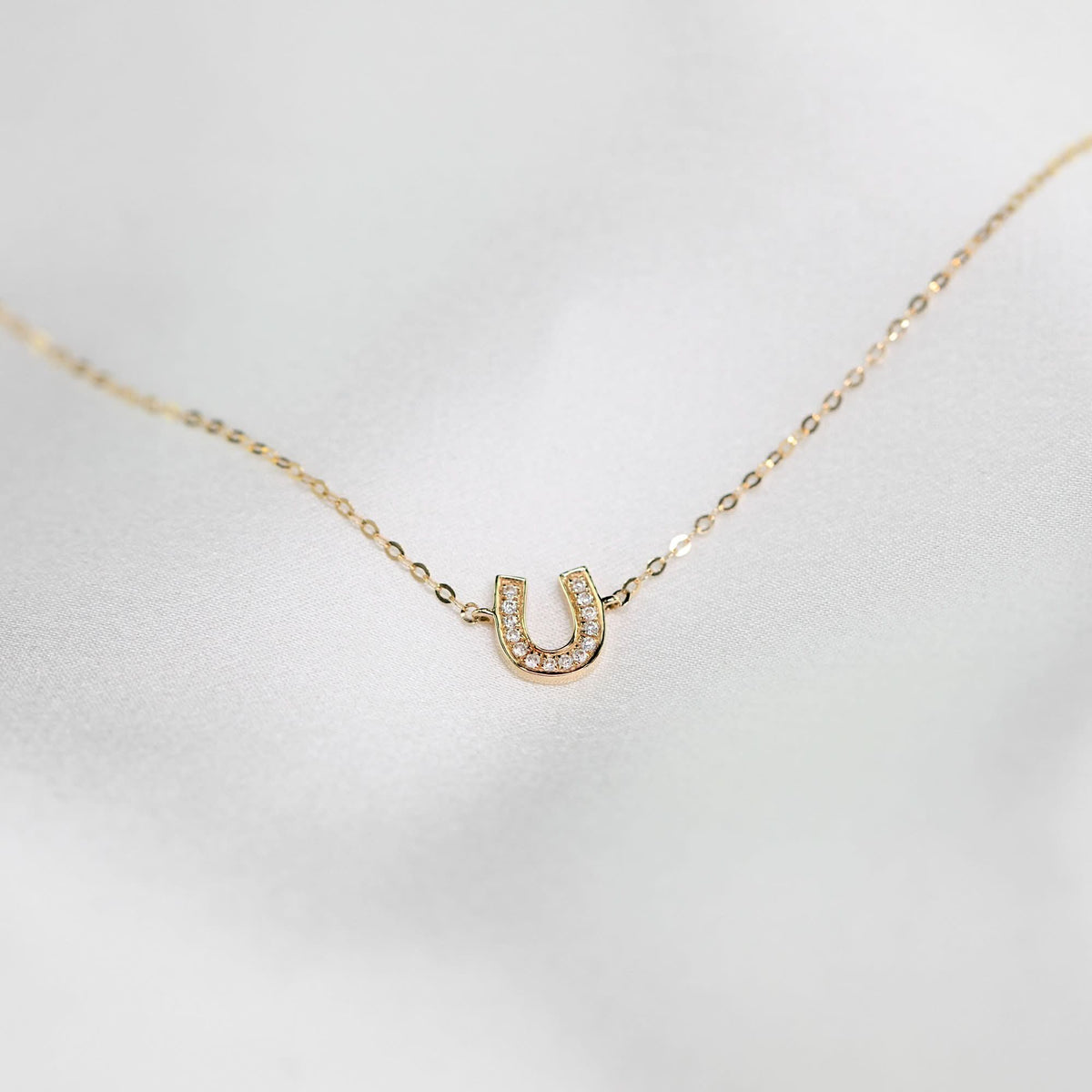 18k Solid Gold U-Shape Diamond Necklace - Melbourne, Australia
