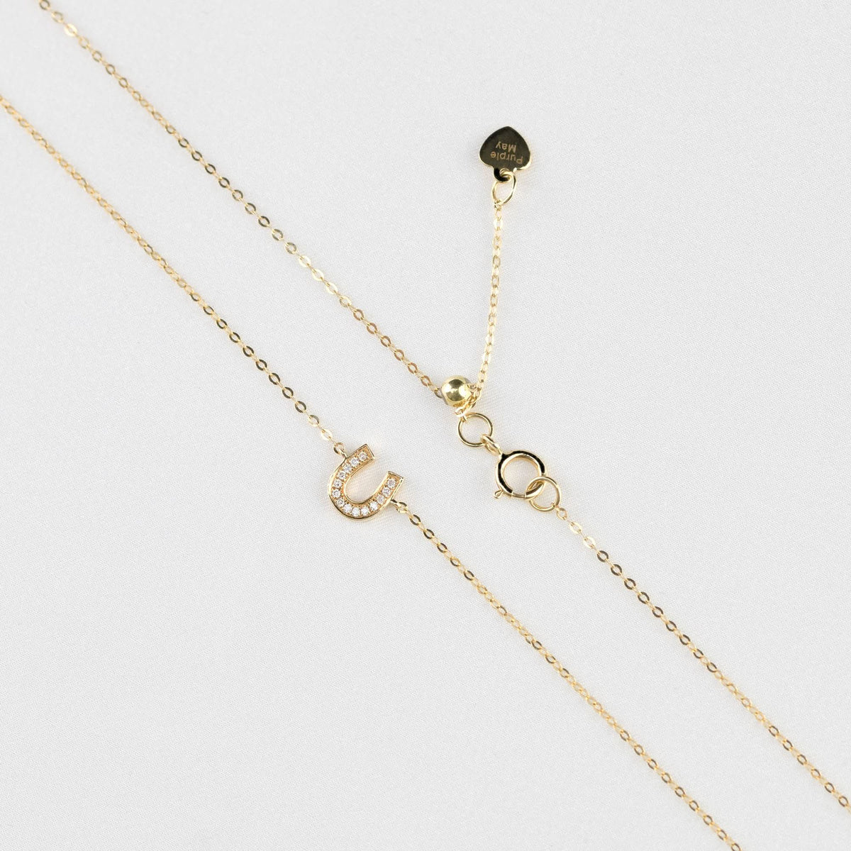 18k Solid Gold U-Shape Diamond Necklace - Melbourne, Australia