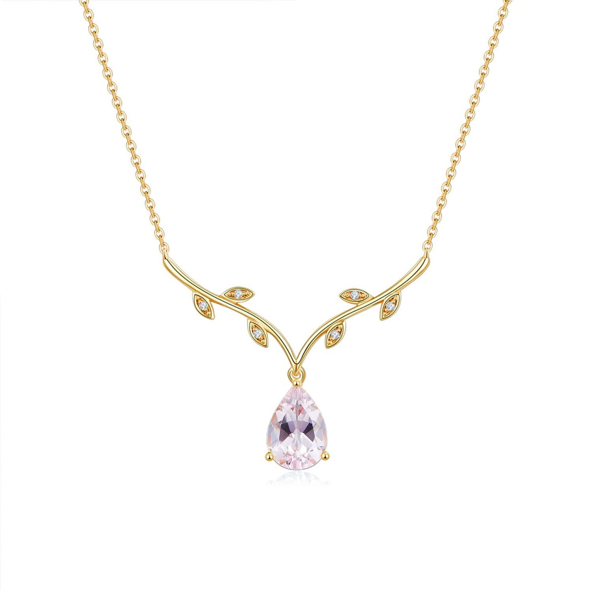 18k Solid Gold Pink Morganite Diamond Necklace - Melbourne, Australia