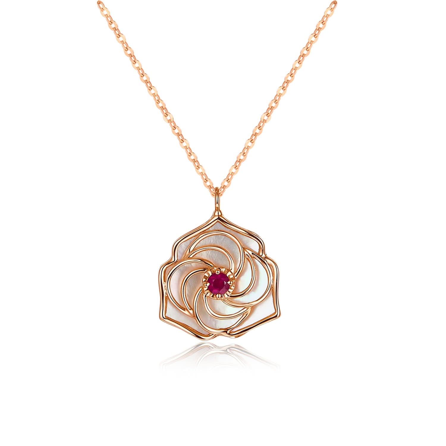 18k Solid Gold Romantic Red Rose Necklace - Melbourne, Australia