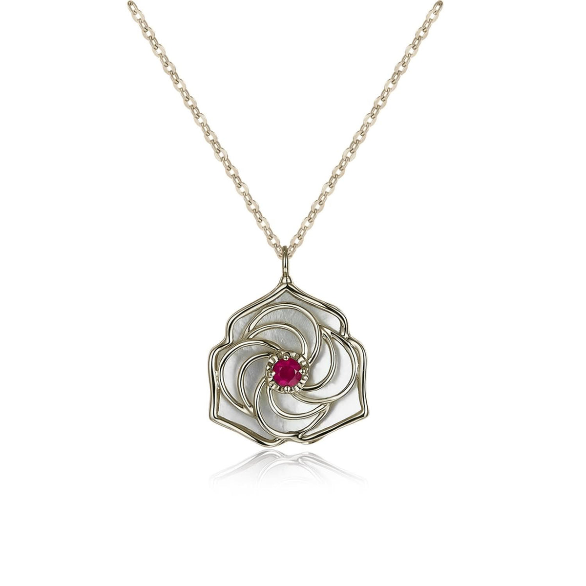 18k Solid Gold Romantic Red Rose Necklace - Melbourne, Australia