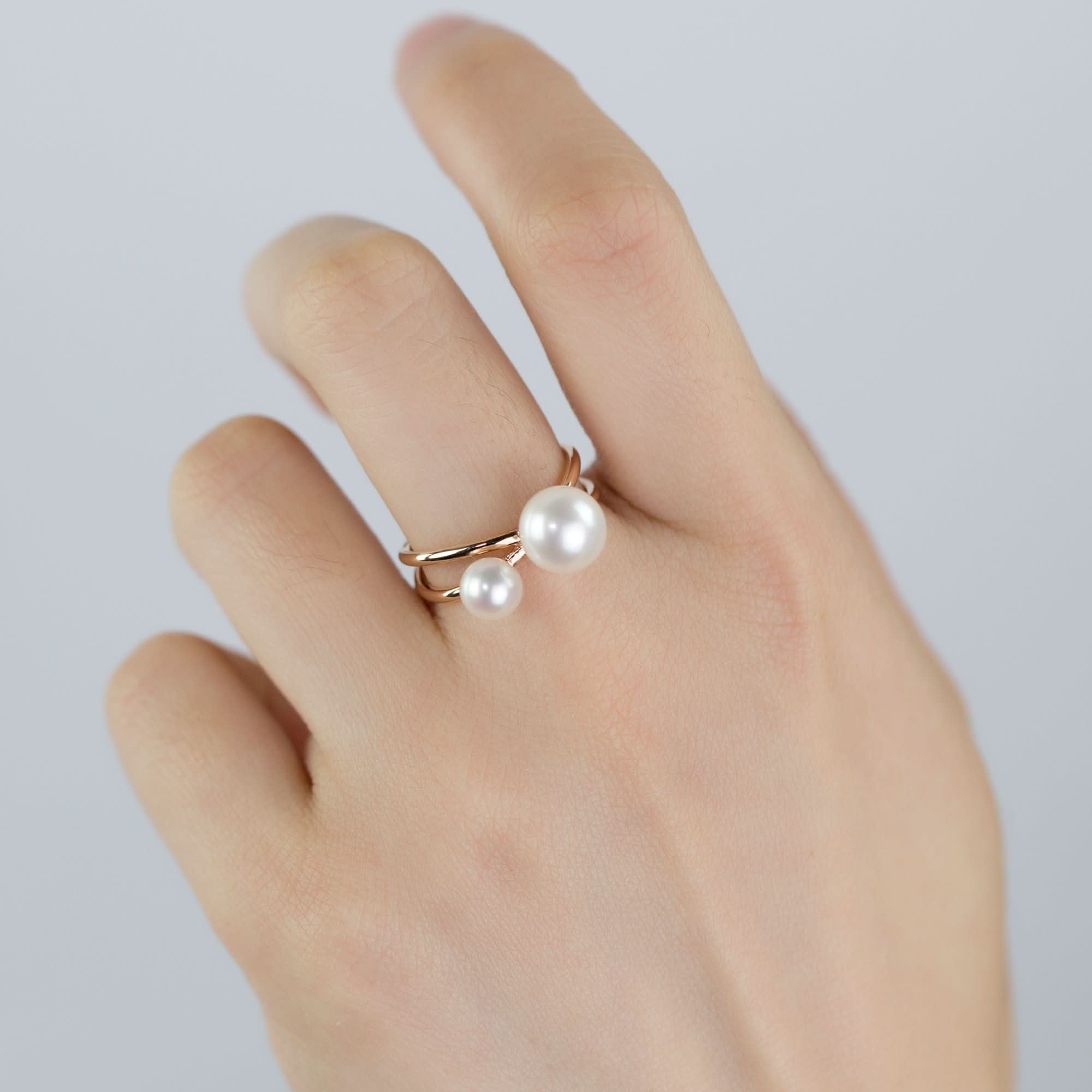 18k Solid Gold Due Akoya Pearl Double Layer Ring | Rings Melbourne Australia