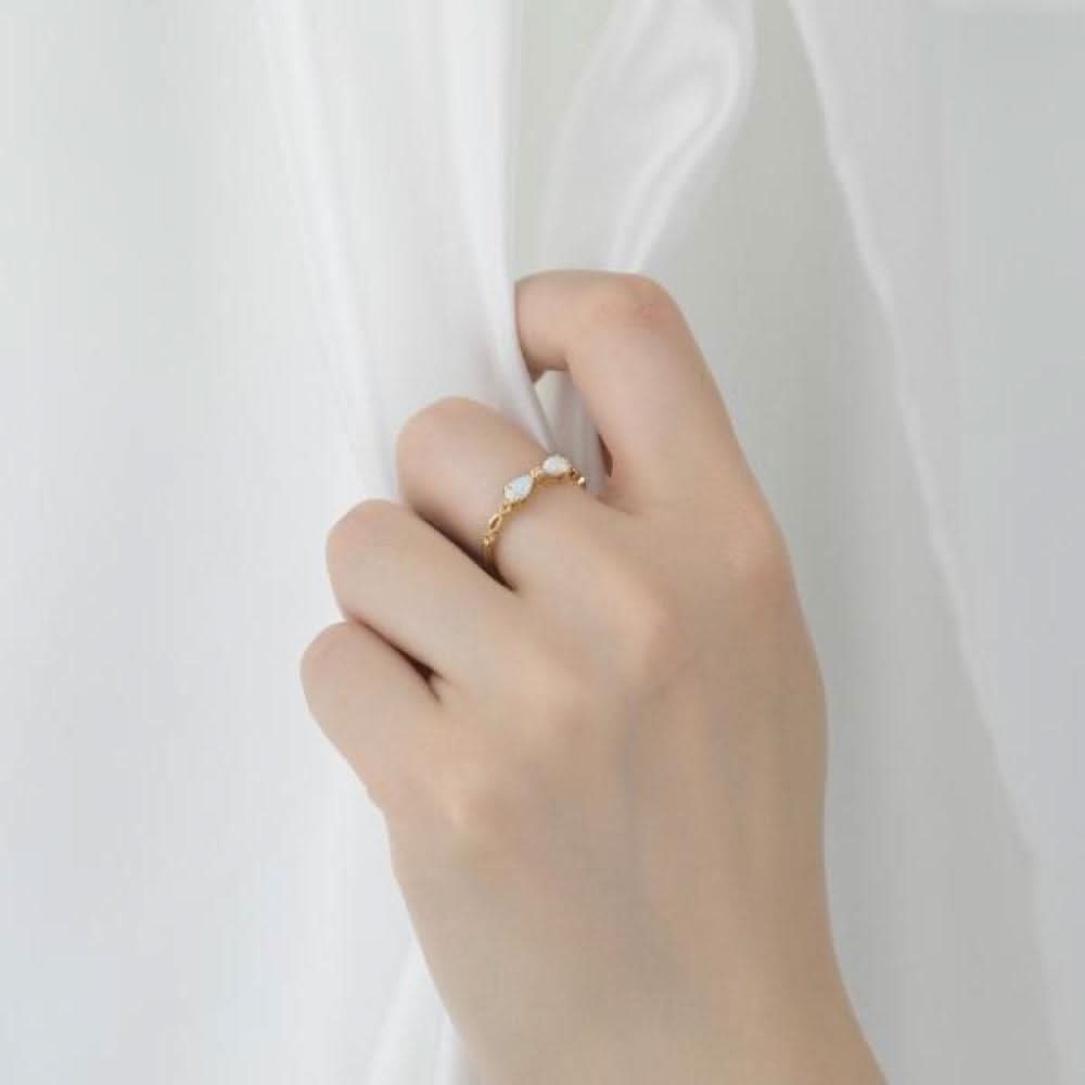 18k Solid Gold Australian White Opal Bow Ring - Melbourne, Australia