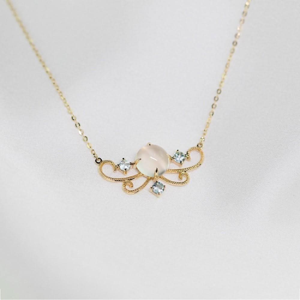 18k Solid Gold Antique Moonstone and Topaz Necklace - Melbourne, Australia