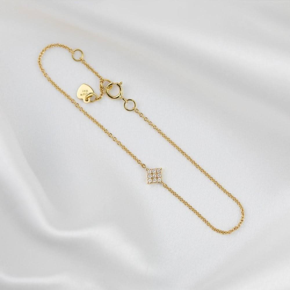 18k Solid Gold Rhombus Element Diamond Bracelet - Melbourne, Australia