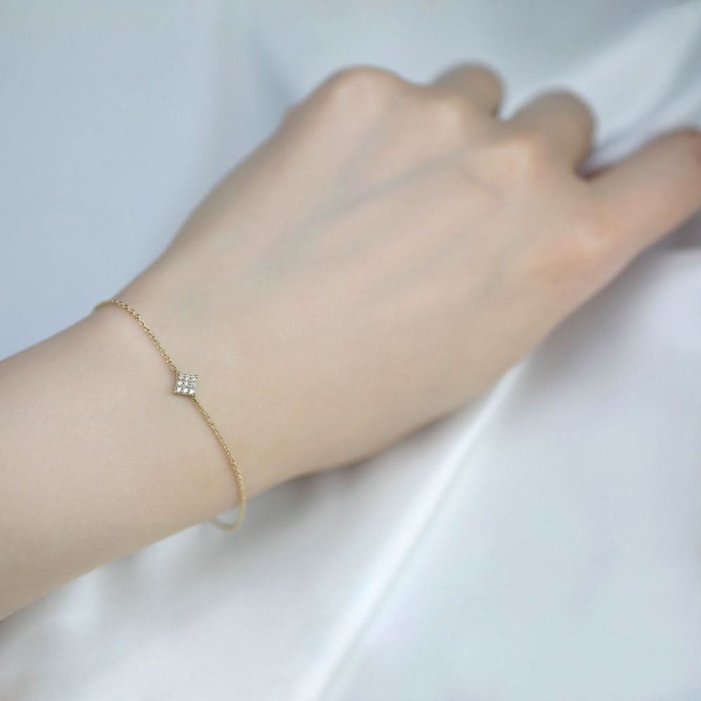18k Solid Gold Rhombus Element Diamond Bracelet - Melbourne, Australia