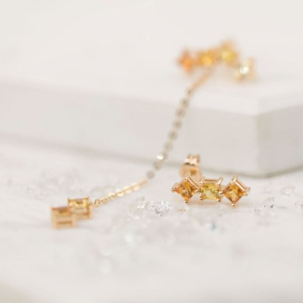 18k Solid Gold Gradient Yellow Sapphire Stud and Drop Earrings - Melbourne, Australia