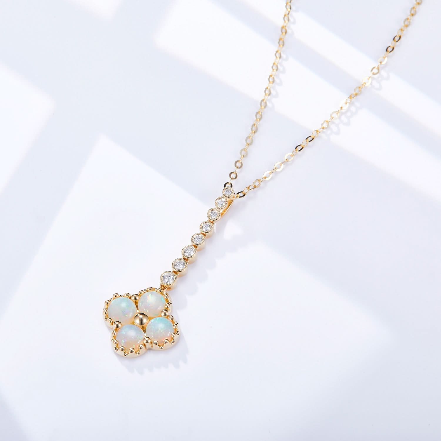 Chloe II – 18K Opal Diamond Necklace - PurpleMayJewellery