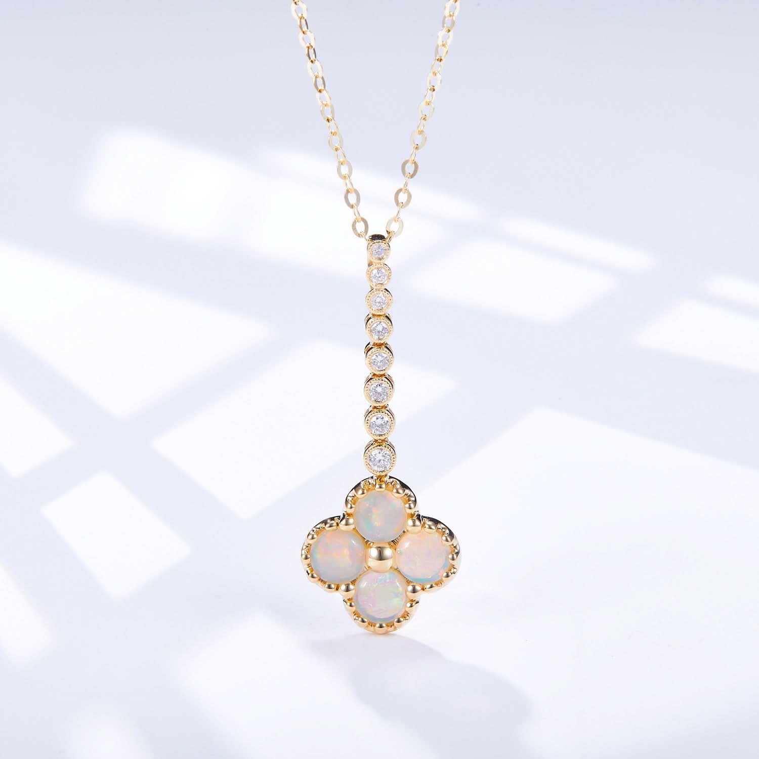 Chloe II – 18K Opal Diamond Necklace - PurpleMayJewellery