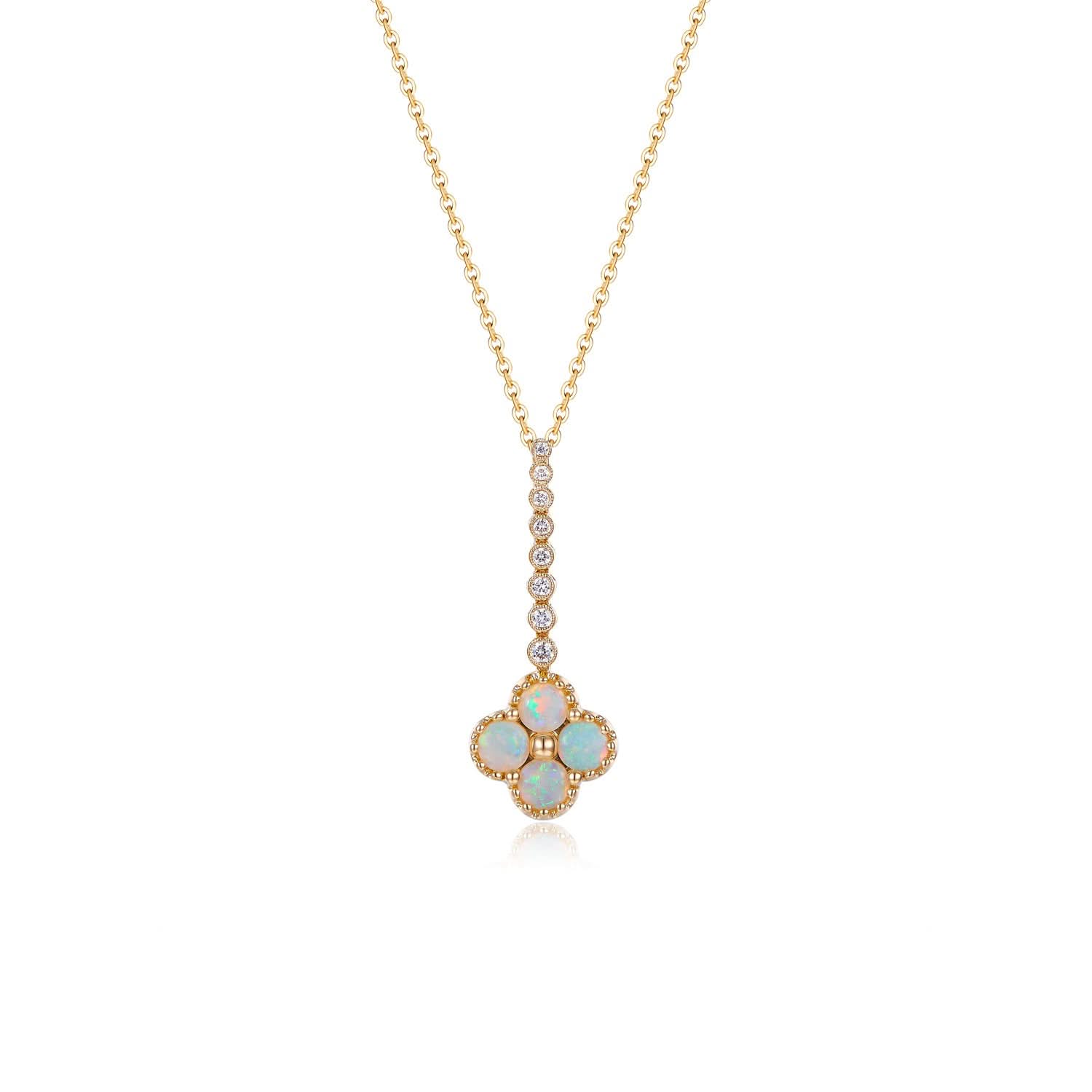 Chloe II – 18K Opal Diamond Necklace - PurpleMayJewellery