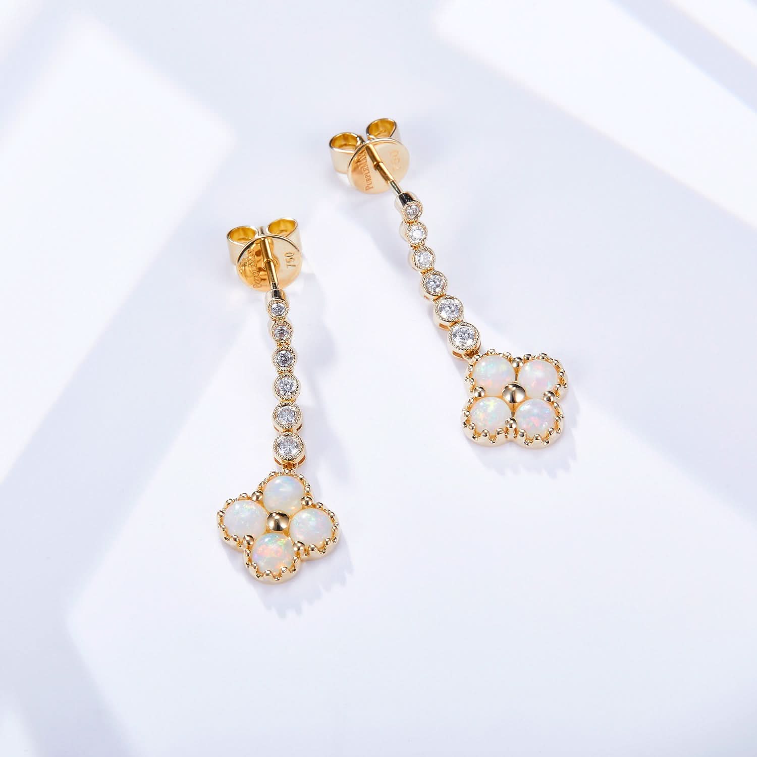 Chloe II – 18K Opal Diamond Earrings - PurpleMayJewellery
