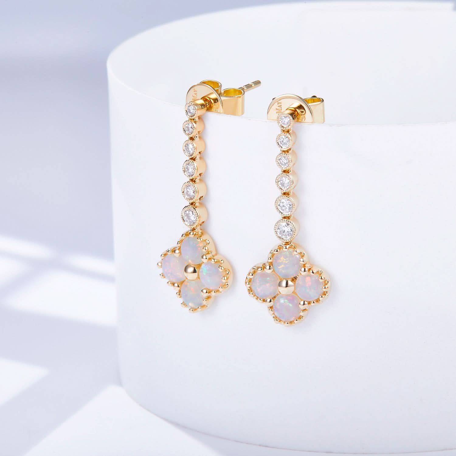 Chloe II – 18K Opal Diamond Earrings - PurpleMayJewellery