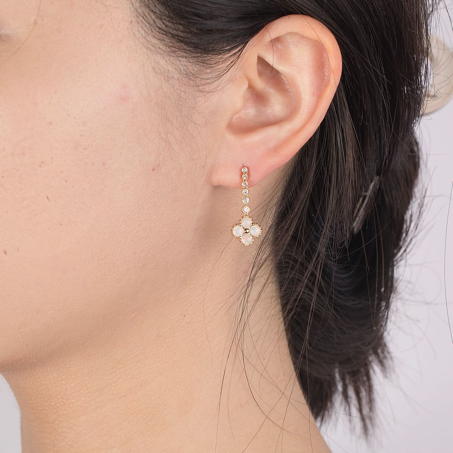 Chloe II – 18K Opal Diamond Earrings - PurpleMayJewellery