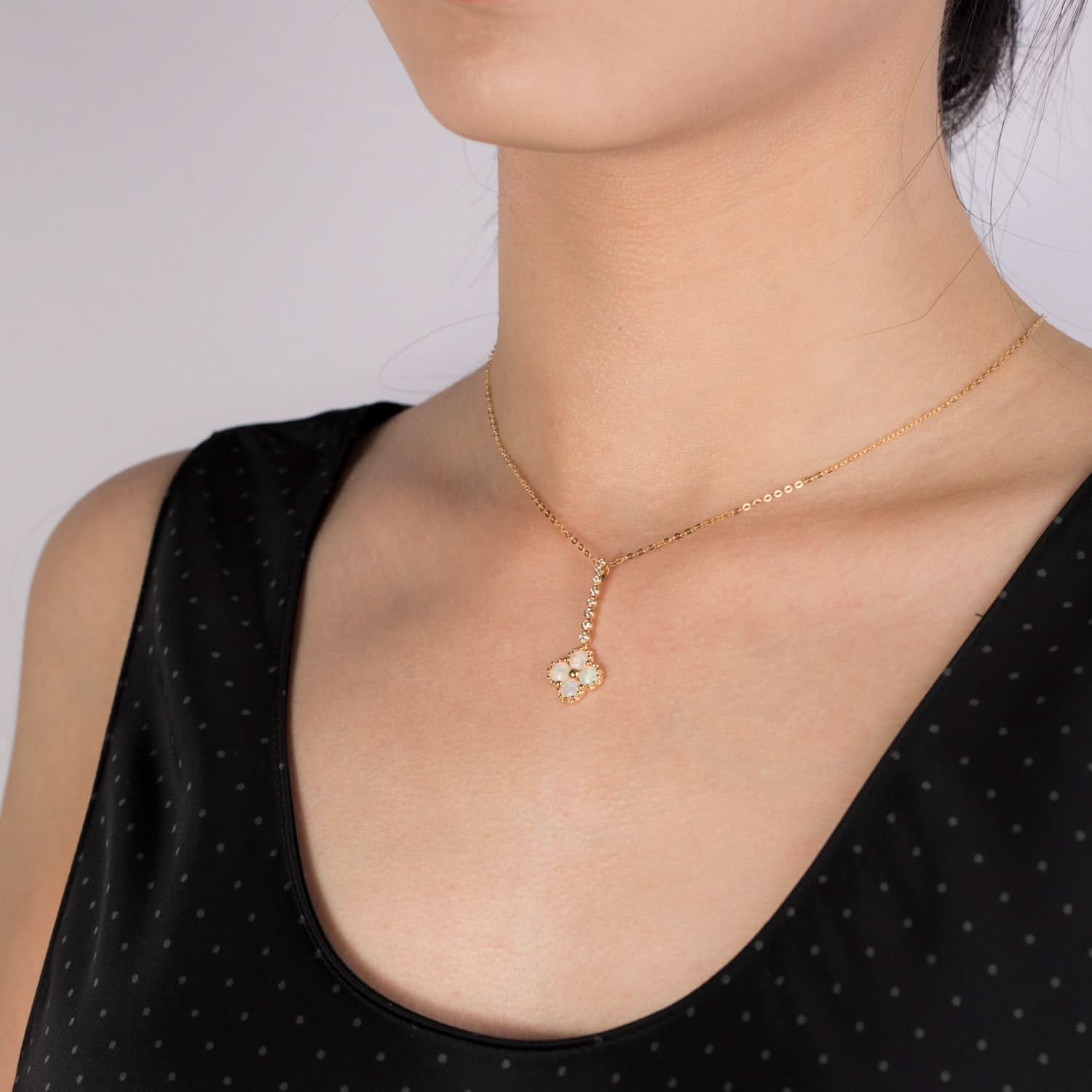 Chloe II – 18K Opal Diamond Necklace - PurpleMayJewellery