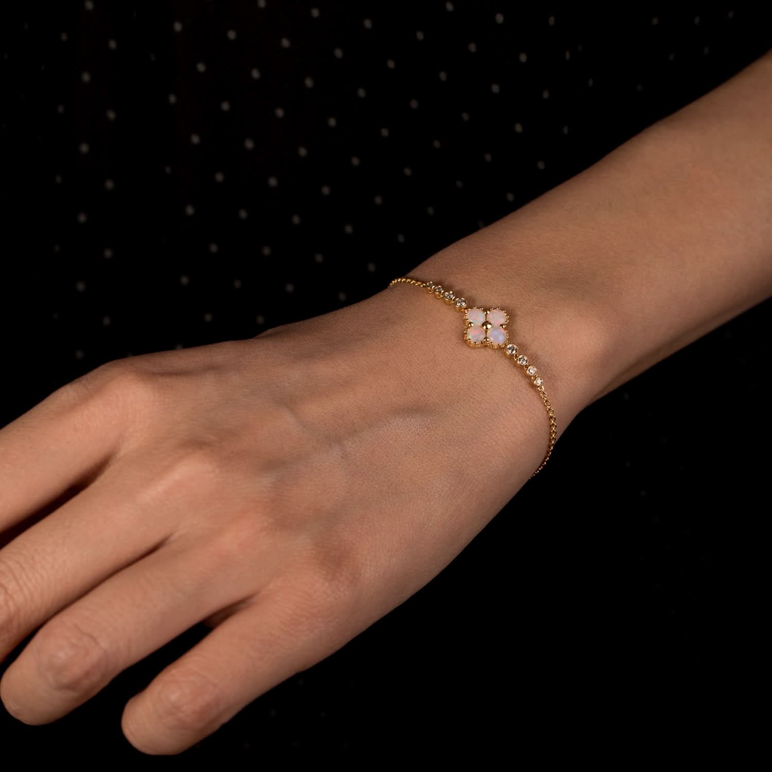 Chloe II – 18K Opal Diamond Bracelet - PurpleMayJewellery