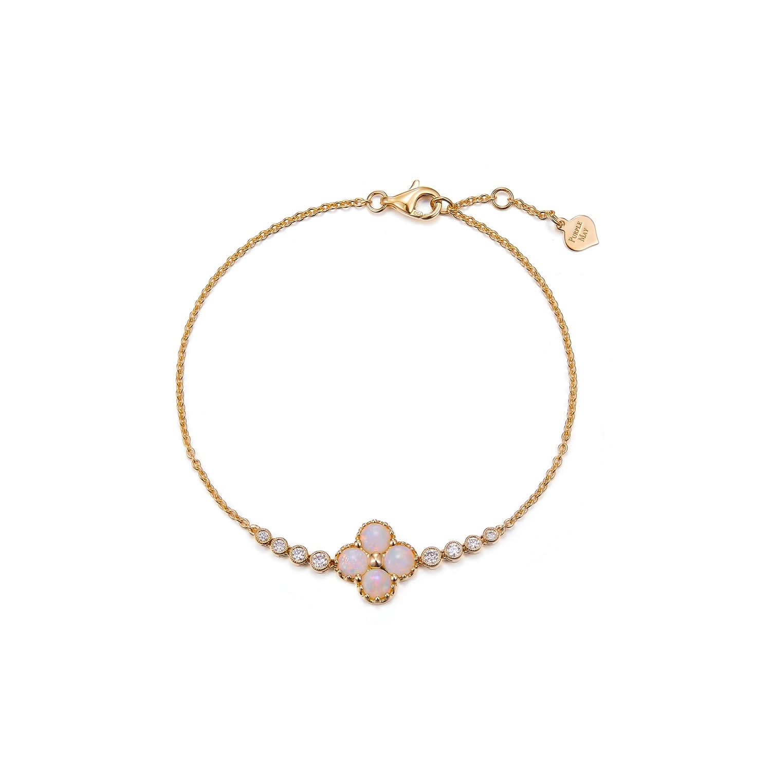 Chloe II – 18K Opal Diamond Bracelet - PurpleMayJewellery