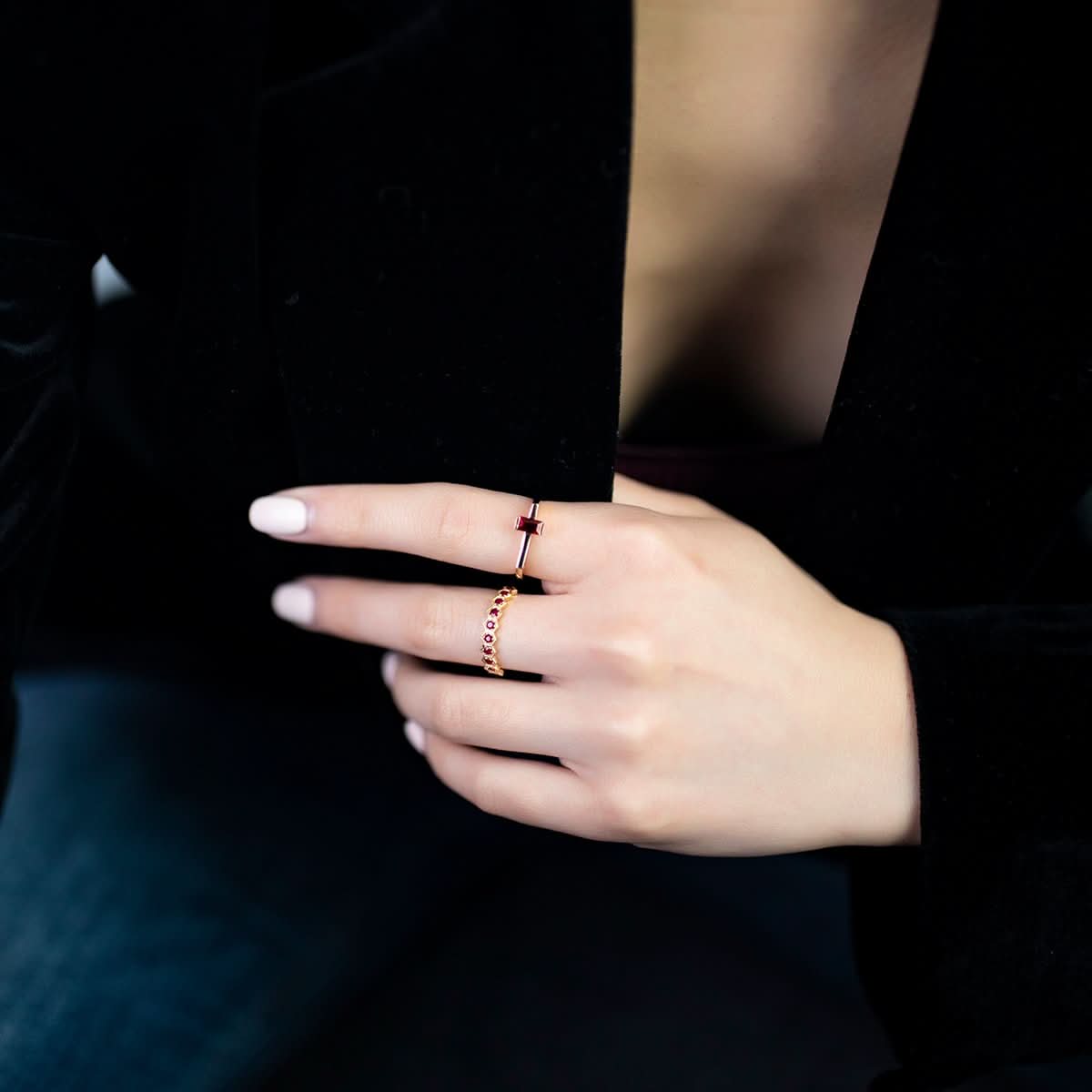 18K Solid Gold Square Shaped Ruby Ring | Rings Melbourne Australia