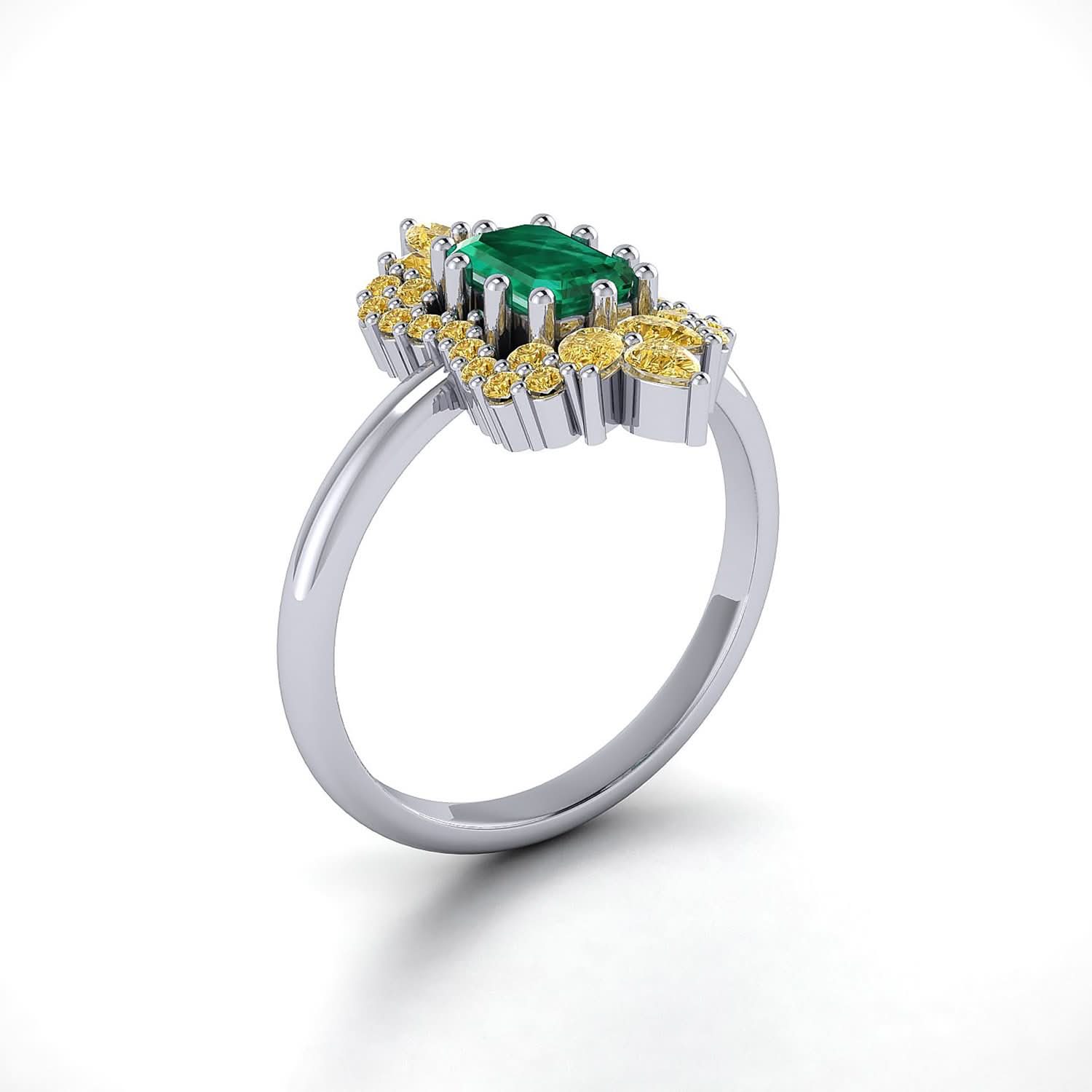 18K SOLID GOLD ANTIQUE DECO EMERALE-CUT EMERALD ENGAGEMENT RING - Melbourne, Australia