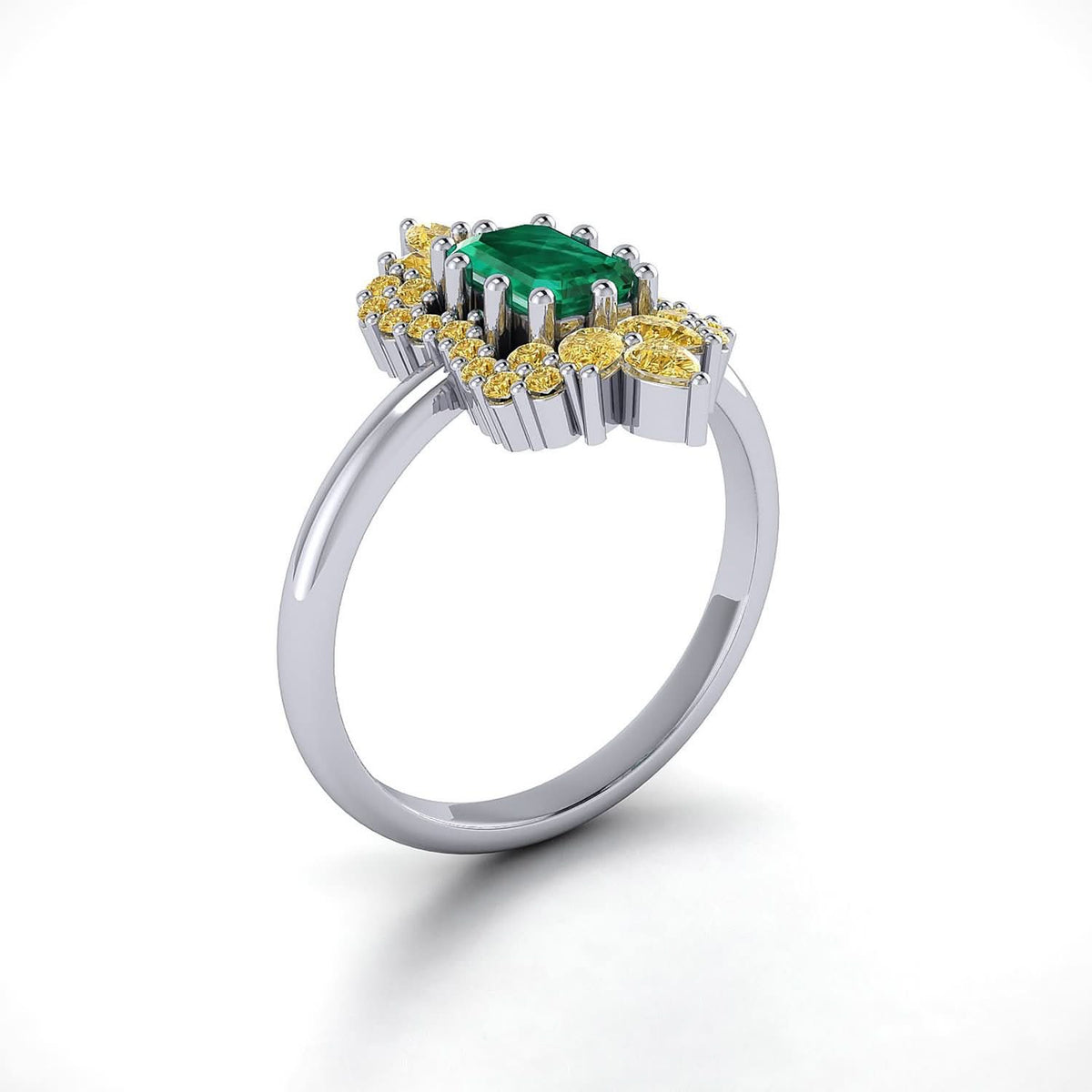 18K SOLID GOLD ANTIQUE DECO EMERALE-CUT EMERALD ENGAGEMENT RING - Melbourne, Australia