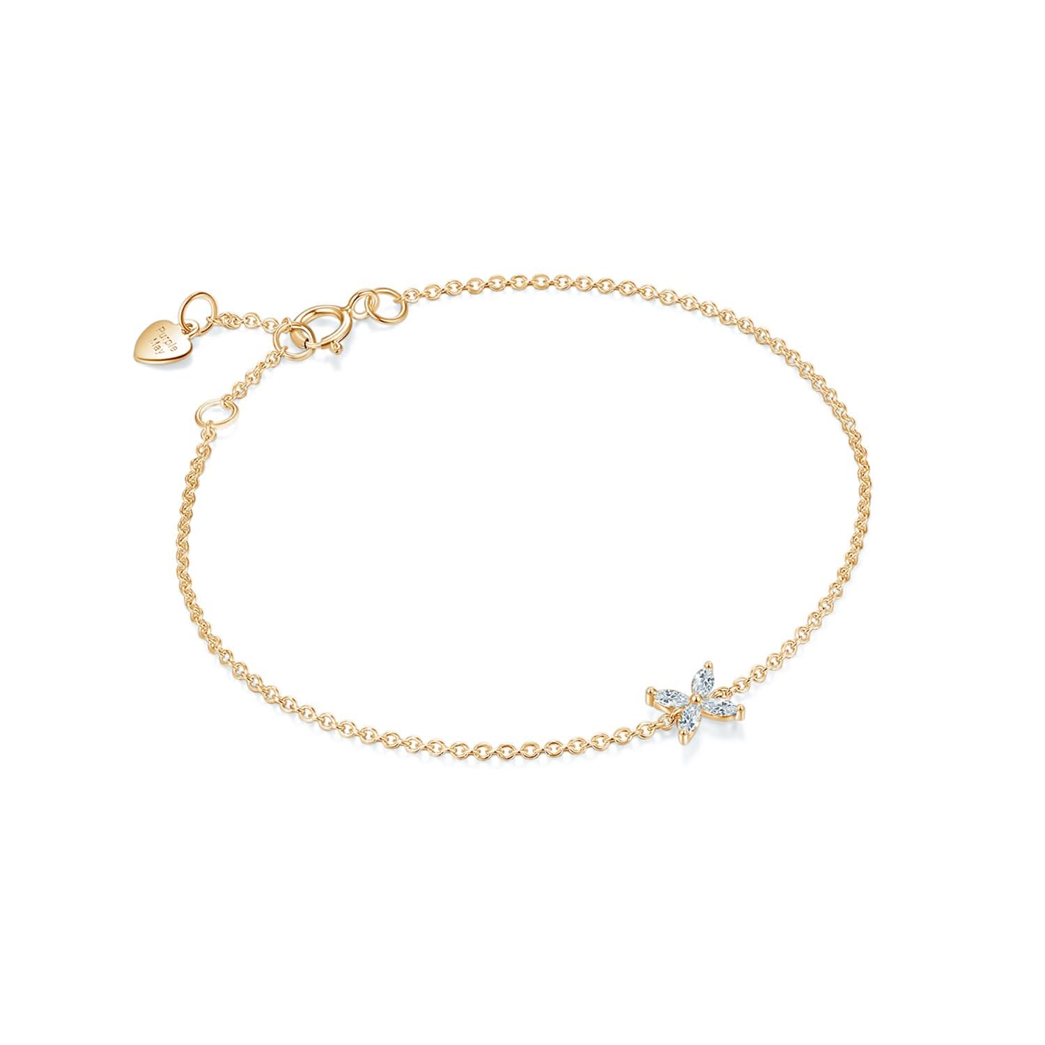 18k Solid Gold Marquise Flower Diamond Bracelet - Melbourne, Australia