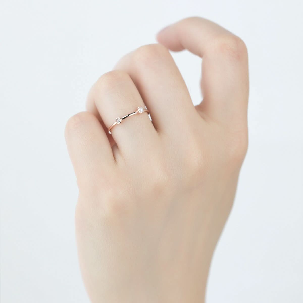 18k Solid Gold Pearl and Diamond Petite Ring - Melbourne, Australia