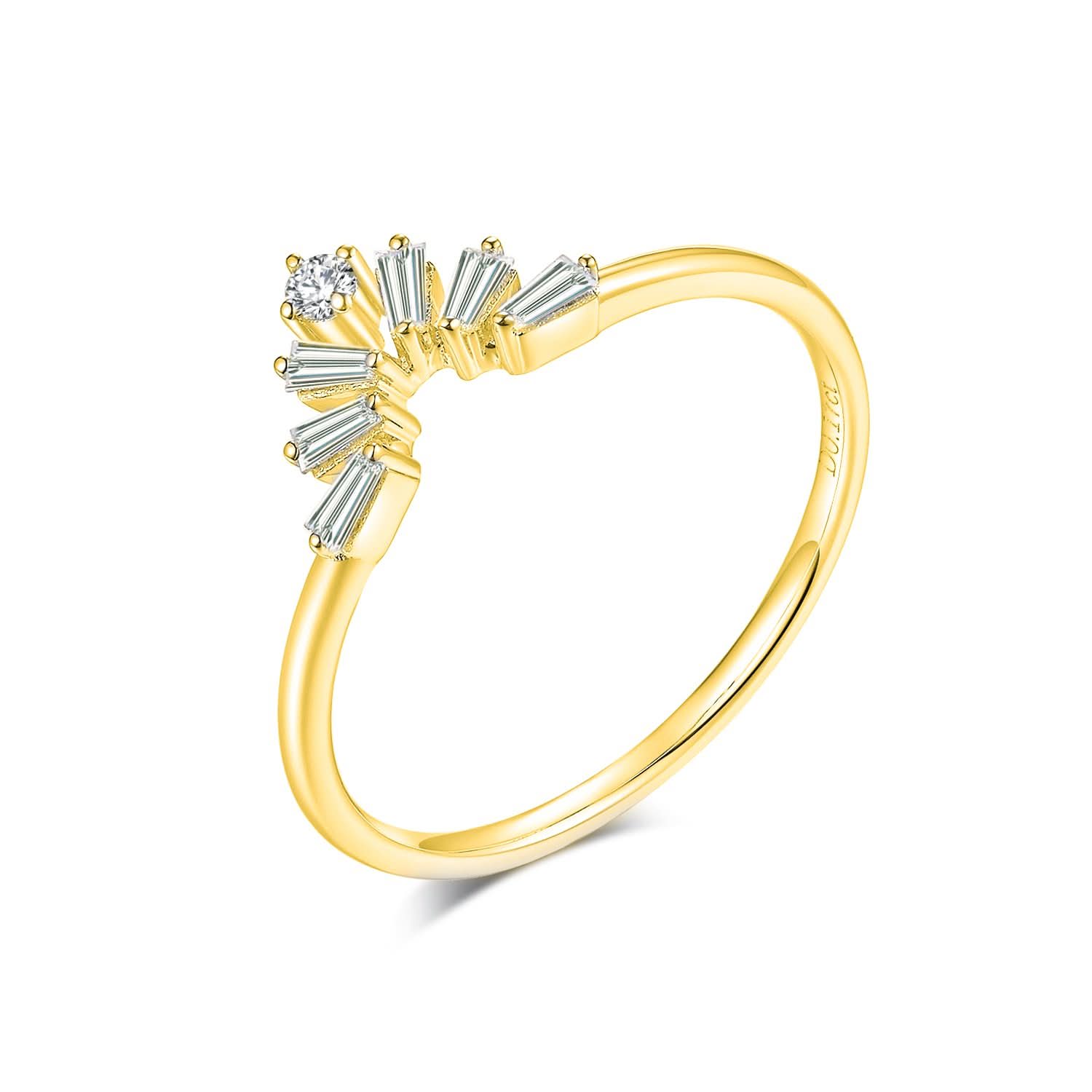 18k Solid Gold Chevron Baguette Diamond Wedding Ring - Melbourne, Australia
