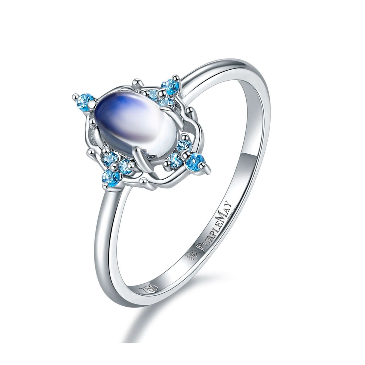 18k Solid Gold Moonstone and Blue Topaz Ring - Melbourne, Australia