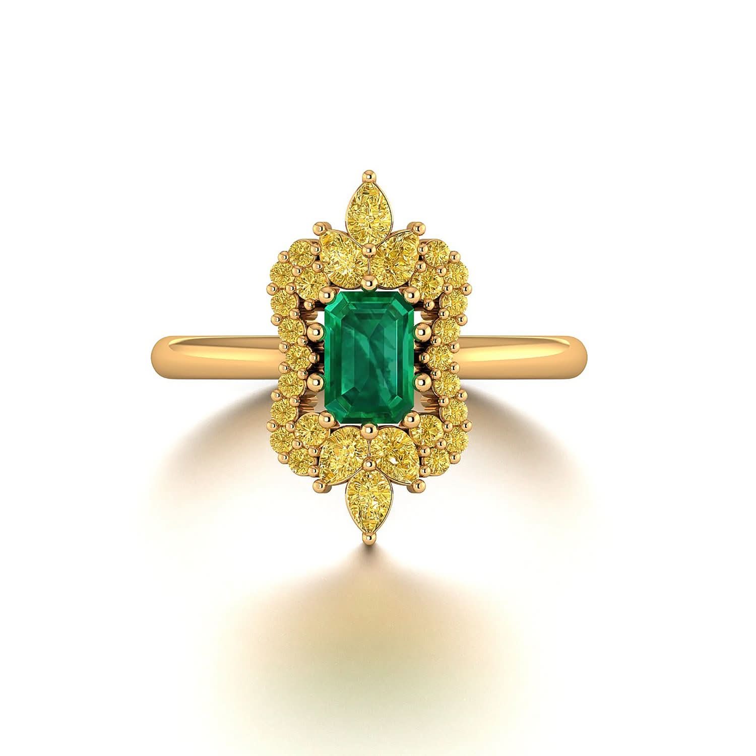 18K SOLID GOLD ANTIQUE DECO EMERALE-CUT EMERALD ENGAGEMENT RING - Melbourne, Australia