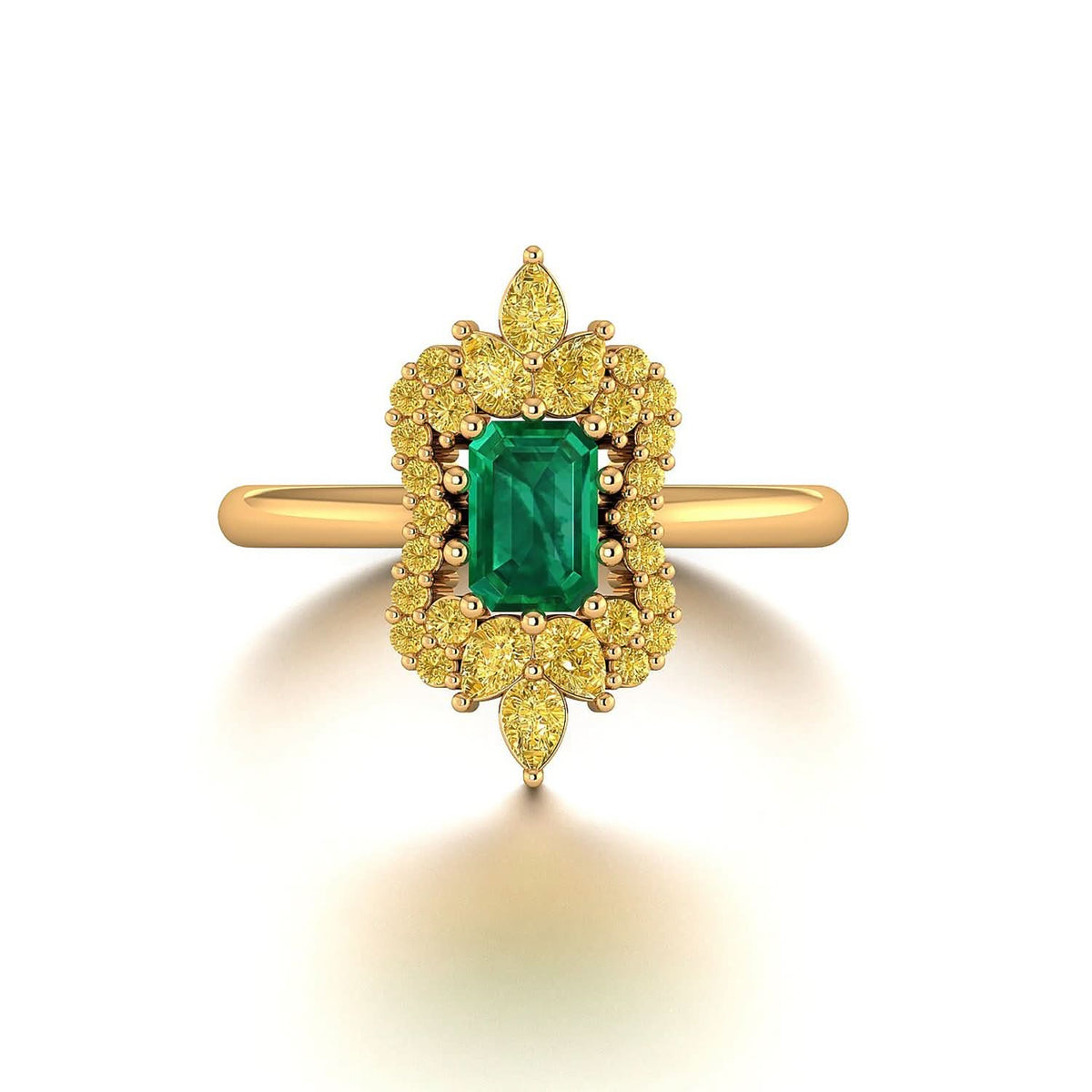 18K SOLID GOLD ANTIQUE DECO EMERALE-CUT EMERALD ENGAGEMENT RING - Melbourne, Australia