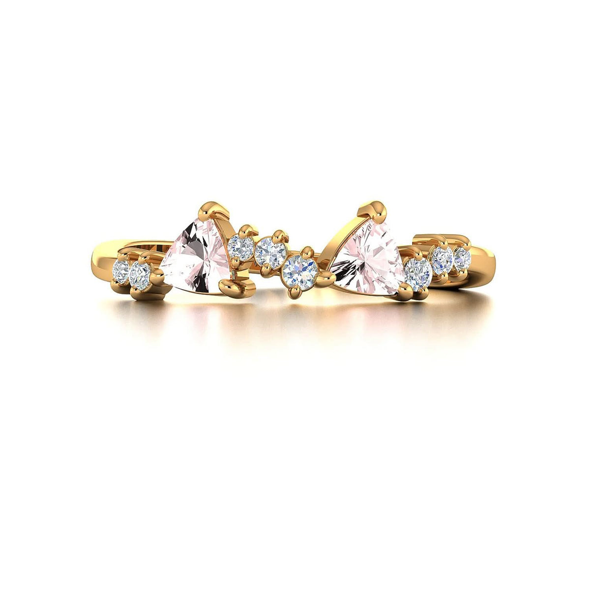 18k Solid Gold Peach Morganite Cluster Ring - Melbourne, Australia