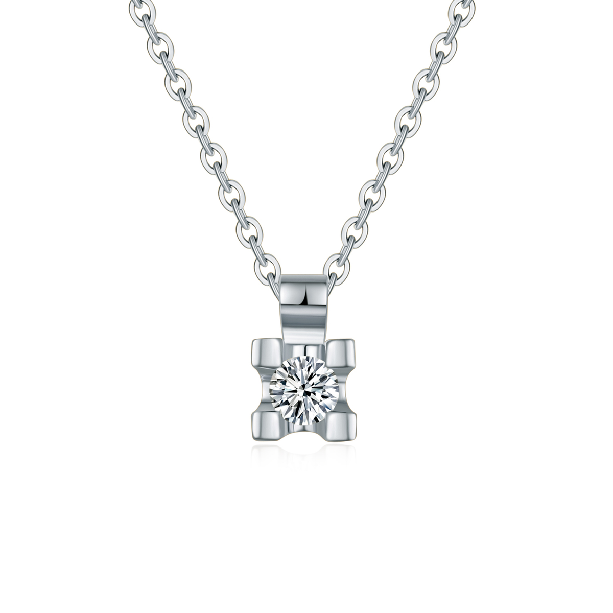 18k Solid Gold Single Prong Set Diamond Necklace - Melbourne, Australia