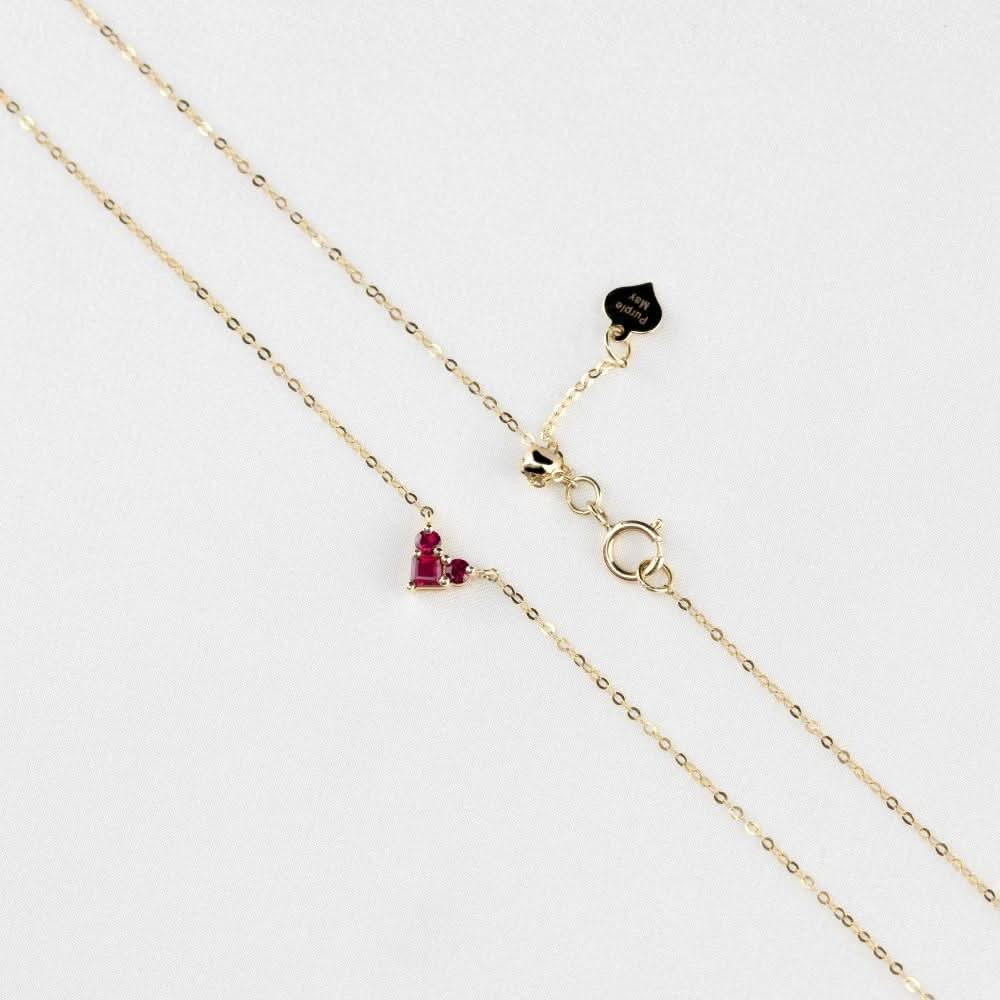 18k Solid Gold Heart Shape Natural Ruby Necklace - Melbourne, Australia