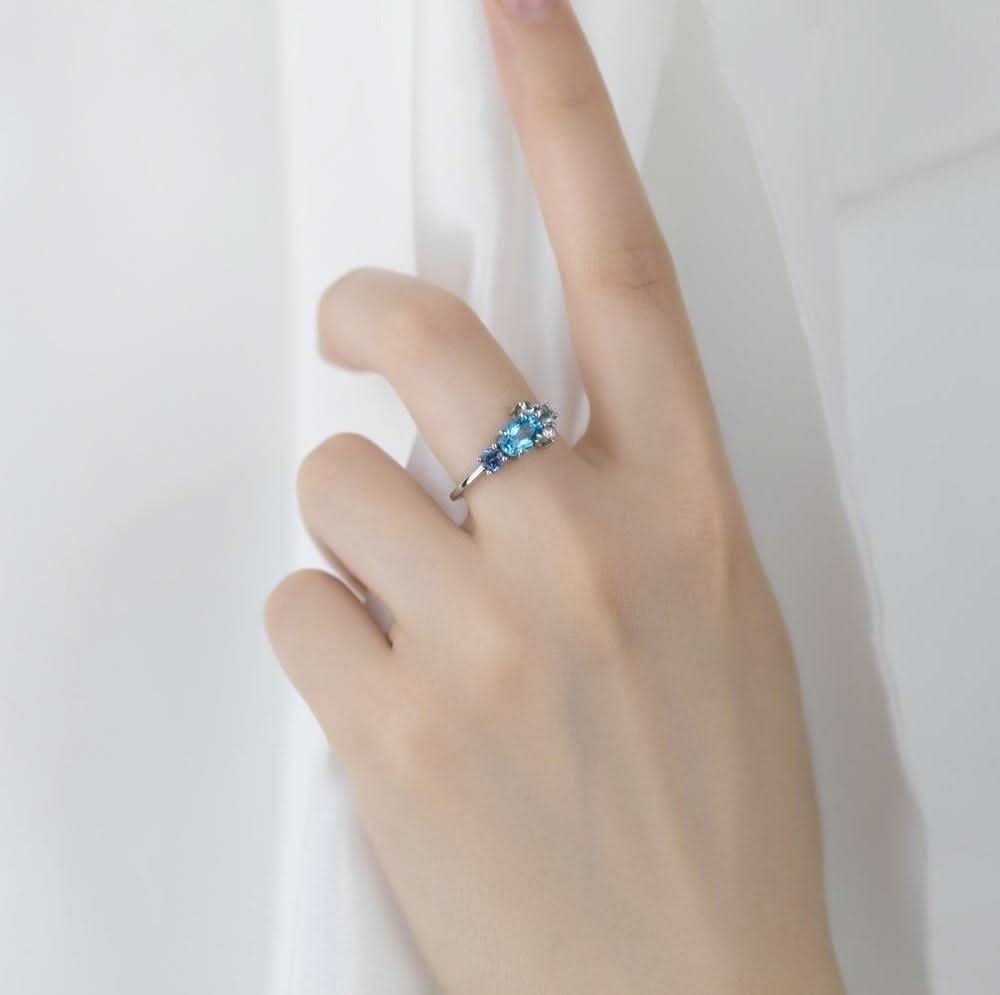 18k Solid Gold Aquamarine and Diamond Cluster Ring - Melbourne, Australia