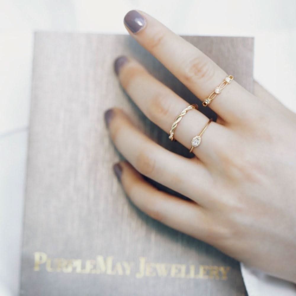 18k Solid Gold Antique 3 Stone Diamond Ring Band - Melbourne, Australia