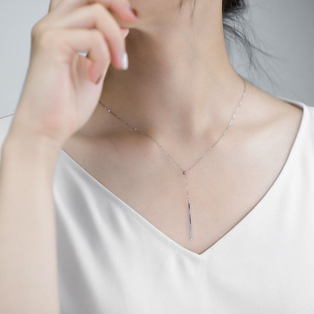 18k Solid Gold Vertical Diamond Bar Necklace - Melbourne, Australia